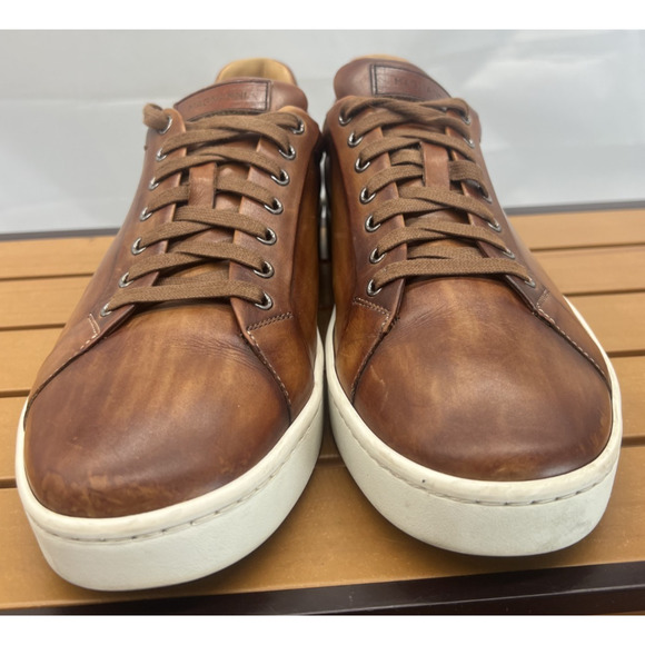 MAGNANNI Amadeo Burnished Leather Low-Top Sneakers Men\'s Shoes Size 9.5 main image 5
